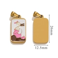 Pendentif tarot rectangulaire doré avec émail rose, taille 26mm par 12,5mm - Figure Abstraite Rose