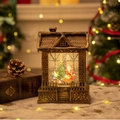 Farol de Navidad en bronce con escena de Papá Noel e iluminación LED con efecto nieve - Casa - Papá Noel y Niño