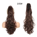 Long wavy claw clip ponytail extension in dark brown shade 2/33 for voluminous hair - Dark Brown Highlights