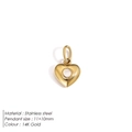 Minimalist 14K gold plated heart charm in stainless steel with white shell inlay - Classic Heart Style (JP41640) / Gold
