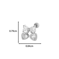 Silver bow and heart cartilage piercing stud with cubic zirconia in 0.84cm width - Bow Cherry Style (5# Silver)