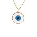 Primer plano del collar ojo turco con cadena bañada en oro y colgante de circonita - Mal de Ojo de Esmalte Simple (A0473YS)