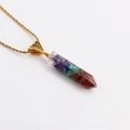 Hexagonal prism resin stone pendant with gold twist chain for women jewelry - 60cm Twist Chain / Gold Hexagonal Gravel Pillar