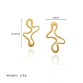 Artistic gold irregular wave stud earrings in titanium steel with polished finish - Gold