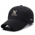 Berretto da baseball nero in cotone con ricamo lettera N e design Eastern - Regolabile / Nero