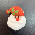 DIY Santa Claus fabric head decoration with red glitter hat and white plush beard - 8cm Flower Hat Santa (Single No Packaging No String)