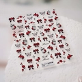 Pegatinas de uñas 3D relieve Rosa Gótica Roja TS-4103 con motivos de cruz y lazo - Rosa Gótica (TS-4103)