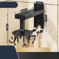 Matte black kitchen rotating hook rack with 8 hooks for dual wall-mount installation - Black-360° Rotating-8 Hooks [With Side Hook]