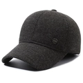 Berretto da baseball invernale grigio scuro da uomo in misto lana con fodera calda e logo - Regolabile / Grigio