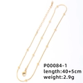 Collier chaîne serpent dorée avec perles rondes et fermoir mousqueton, longueur 45cm - Chaîne 6 (Chaîne Serpent à Billes Dorée 40+5cm)