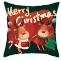 Detail of Christmas pillowcase featuring cute reindeers and Merry Christmas illustration - DRD247-15 (Two Reindeer Illustration)