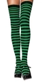Chaussettes montantes à rayures vertes et noires pour costumes de fête - Chaussettes hautes rayées vert et noir