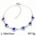 Bracciale in acciaio inox argento con zircone blu a cuore e dimensioni di 190x7mm - Argento/Blu (KB183072)