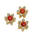 Red rhinestone flower embellishments with gold finish and crystal petals - Red Zircon