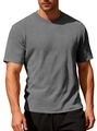 Men's slim fit grey T-shirt with textured geometric knit fabric on a model - Marl Grey