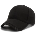 Classic black cotton baseball cap for men with high-quality embroidery and structured brim - Black