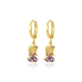 Gold animal earrings with sparkling yellow round gem and purple pear-shaped zircons - Yellow Gemstone Pendant (Style 5)