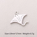Silver manta ray stainless steel charm for jewelry making, 19mm by 17mm size - Manta Ray / Steel