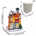 Lighted Christmas resin house ornament with LED battery and white gift packaging box - Multicolor Glowing Small House Style A (DD2-30)