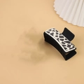Square hair claw clip featuring black and white cow print leather inlay pattern - Black / Cow Print