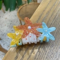 Starfish acetate hair claw with rhinestones and faux pearls in yellow and blue - Gradient Triple Starfish / Yellow Orange Blue - Rhinestone Starfish
