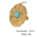Paramètres de taille détaillés d'une bague vintage en or 18 carats avec turquoise - Style Carré Martelé Vintage (JR705-G7)