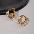 Gold Pearl U-shaped Hoops ZJGE0905