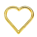 Polished golden heart-shaped hinged clicker piercing ring in 316L stainless steel - 1.2*8mm / Gold Heart