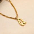 Minimalist 18K gold plated stainless steel necklace with cursive letter Q pendant - Letter Q (Pendant Only)