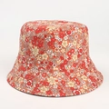 Cappello da pescatore arancione floreale da donna, protezione solare esterna reversibile - M (56-58cm) / Rosso