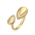 Luxurious 18K gold plated open ring with dual teardrop zircon settings in a geometric style - Adjustable Open / Gold(14252)