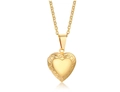 Gold heart-shaped locket necklace with ornate floral embossing and photo storage feature - PN-1364G (Openable/Acanthus Embossed)