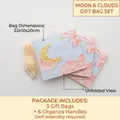 Crescent moon gift bag set with three paper bags and organza handles, 22x10x20cm - ZD5009 Dreamland-M Moon (Set of 3)