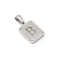 Silver stainless steel rectangular pendant with cutout letter B and frosted texture - Letter B Style / Steel