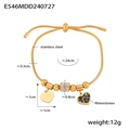 Adjustable 18K gold plated stainless steel heart charm bracelet with colorful rhinestones - Gold Bracelet (E546)