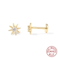 925 sterling silver gold star stud earring with crystal and flat back screw design - Star (Style 5) / Gold