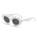 Trendy flower shaped sunglasses featuring white frames and dark lenses for women - White Frame Dark Grey Lens