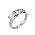 Anello regolabile in acciaio inossidabile argento con incisione I am enough e cuore - Stile Acciaio I Am Enough (049钢色)