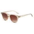 Minimalist double bridge sunglasses with transparent tawny frames and brown gradient lenses - Champagne Frame Double Tea Lens