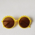 Occhiali da sole rotondi gialli per bambini con decorazioni di margherite e lenti marroni - Giallo