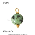 Green stone round pendant with gold plating, 12mm size, for DIY jewelry making - Turquoise Color Round Bead (DFC275)
