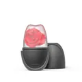 Face ice roller in dark grey finish featuring frozen red roses for skin massage - Heavy Oval - Black