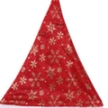 Bonnet de Noël en peluche rouge avec motifs flocons dorés et décoration en tissu épais - Flocon de Neige Doré