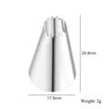 Small stainless steel multi-tooth piping tip nozzle, size 29.8x17.9mm for cake baking - Design No.12