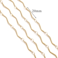 Gold-plated stainless steel S-link chain with twisted metal bar detail 20mm segment - G3-20mm Twist