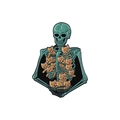 Creative skull enamel brooch featuring cartoon kittens inside a green ribcage design - Cat Ribs Skeleton Green