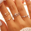 Set di anelli a fiore in oro e argento con cristalli scintillanti da abbinare - Rame / Set Misto da 4 Pezzi (15)