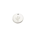 Colgante de cactus en acero inoxidable plateado pulido con grabado de planta desierto - Oro de 18K