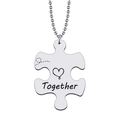 Polished puzzle piece pendant with Together engraving and a classic ball chain - Together Necklace / Silver