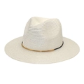 Classic cream woven Panama straw hat with golden metal ring detail for summer sun protection - M (56-58cm) / Pure White